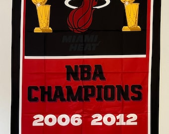 Arte de pared con bandera del campeonato de la NBA de Miami Heat