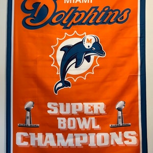 Miami Dolphins Super Bowl Championship Banner Flag Wall Art