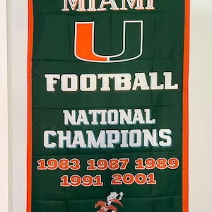 University of Miami National Championship Banner Flag Wall Art