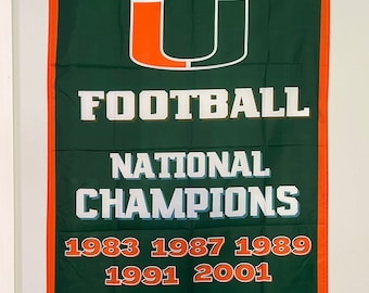 University of Miami National Championship Banner Flag Wall Art