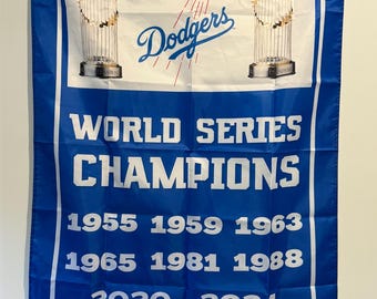 LA Dodgers World Series Championship Banner Flag Wall Art