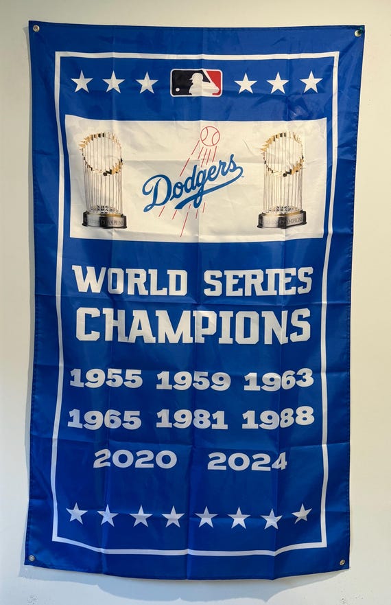 LA Dodgers World Series Championship Banner Flag Wall Art