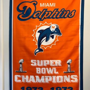 Miami Dolphins Super Bowl Championship Banner Flag Wall Art