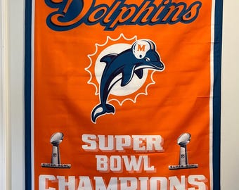 Arte de pared con bandera y pancarta del campeonato del Super Bowl de los Miami Dolphins