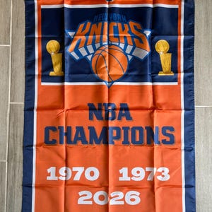 New York Knicks NBA Championship Banner Flag Wall Art