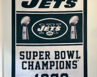 New York Jets Super Bowl Championship Banner Flag Wall Art