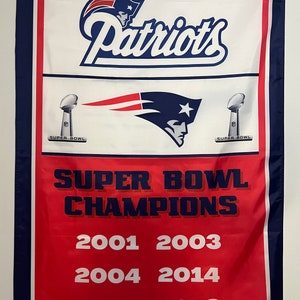 New England Patriots Super Bowl Championship Banner Flag Wall Art