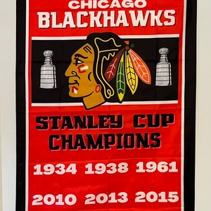 Chicago Blackhawks Stanley Cup Banner Flag Wall Art
