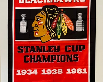 Chicago Blackhawks Stanley Cup Banner Flag Wall Art
