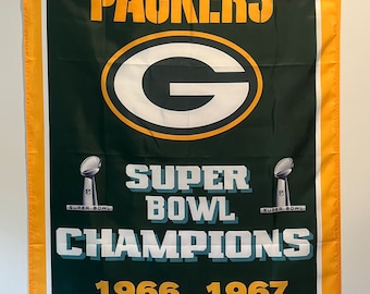 Green Bay Packers Super Bowl Championship Banner Flag Wall Art