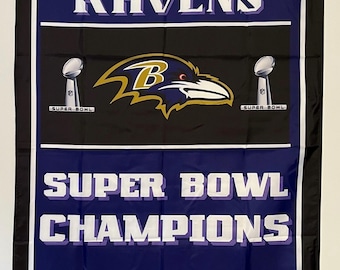 Baltimore Ravens Super Bowl Championship Banner Flag Wall Art