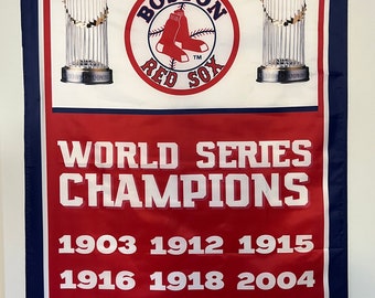 Arte de pared con bandera y estandarte del campeonato de la Serie Mundial de los Boston Red Sox