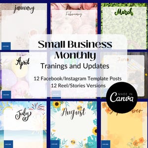Small Business Monthly Trainings and Updates Templates, Posts and Stories