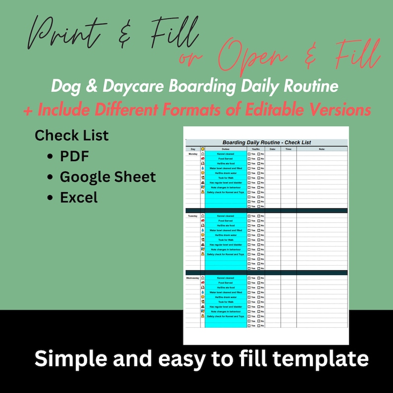 Dog Boarding Forms Printable PDF Pet Boarding Bundle Pet - Etsy