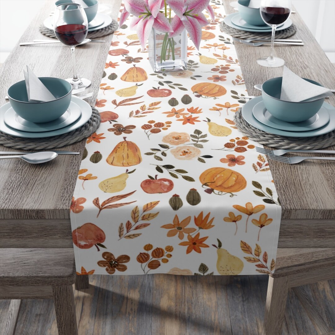 Paper Table Runner Fall Watercolor Autumn Table Runner Thanksgiving Table Fall Table - Etsy