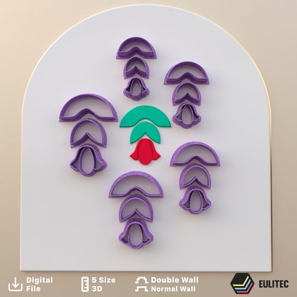 Polymer Clay Cutter 5 size 2 version cut/ leaves and flower dangle/ leaf/Digital .STL File *5 size