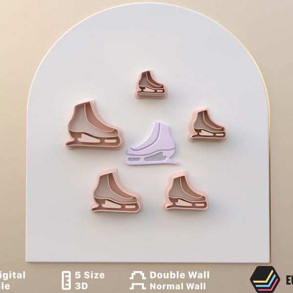 Polymer clay cutter to make ski skates in 5 sizes and 2 cut versions/Digital .STL File * File For Use In A 3D Printer