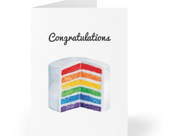 Congratulations Rainbow Cake LGBTQ+ Greeting Card