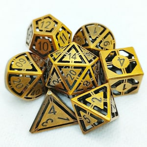 Luxury Metal Hollow DND Dice Set - Custom Metal Dungeons & Dragons Dice Set - D20 D12 D10 D8 D6 D4 - DnD Gifts for Him - DnD Holiday Gifts