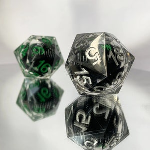 Compass Large D20 DND Polyhedral Resin Dice with Sharp Edges - Dungeons and Dragons 20-Sided Dice - Custom Unique DND Dice Gifts for Him