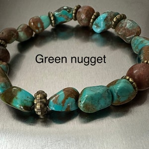 Green Turquoise/Blue Turquoise small nugget/Jasper/healing bracelet/Women/Men/Unisex/Stretchy/Natural Stone/Beaded Bracelet/Boho