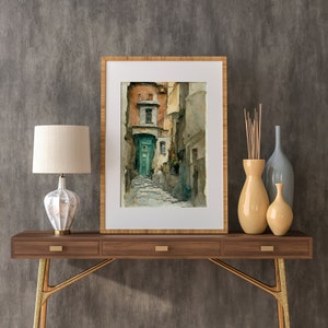 Italy Watercolor Print, Travel Wall Art, Digital Printable, Italian Art Print, Neutral Décor, European Painting