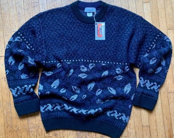 Vintage Phlippe Derey Grandpa Knit Sweater Canada made wool blend preppy boho bohemian 90s 80s