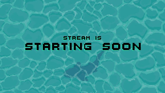 4 pack Twitch Stream Overlay Screen, Clear Water Pixel Art Animation. Starting Soon, Be Right Back, Ending Soon, Offline.