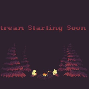 4 pack Twitch Stream Overlay Screen, Frogs on Logs Pixel Art Animation. Starting Soon, Be Right Back, Ending Soon, Offline.