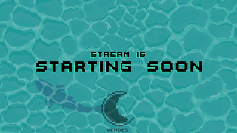 4 pack Twitch Stream Overlay Screen, Clear Water Pixel Art Animation. Starting Soon, Be Right Back, Ending Soon, Offline. image 2