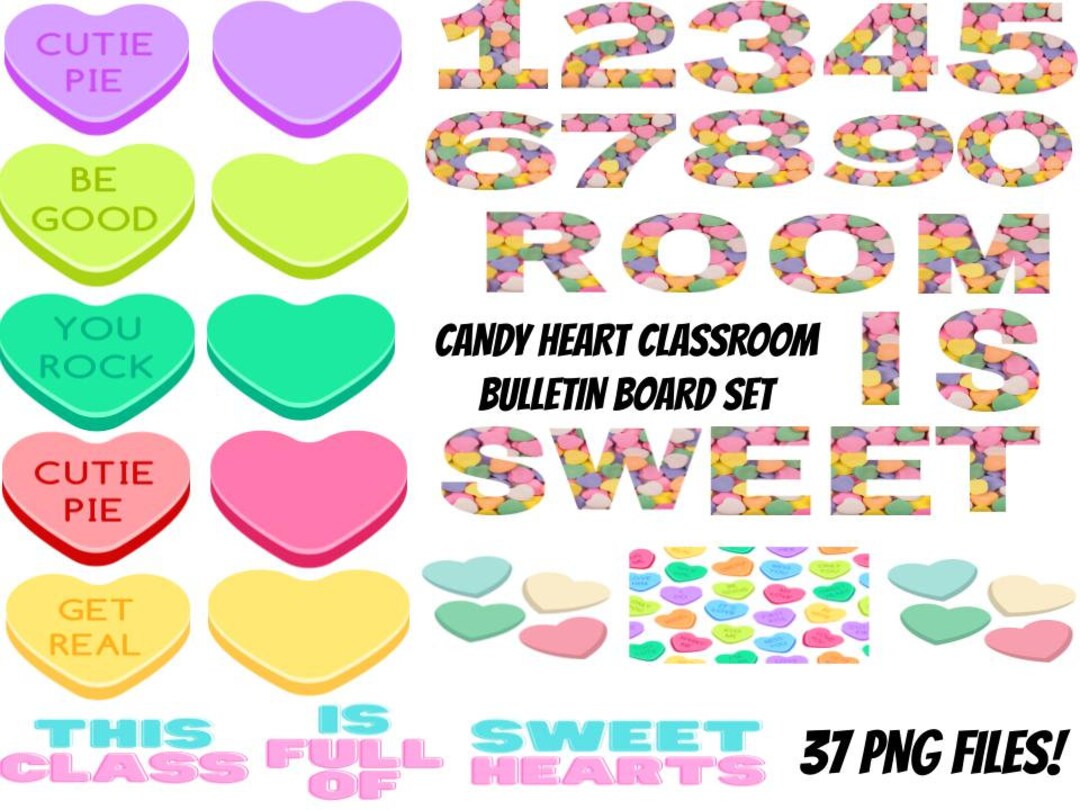 Candy Heart Bulletin Board Set Digital Files Classroom Decor - Etsy