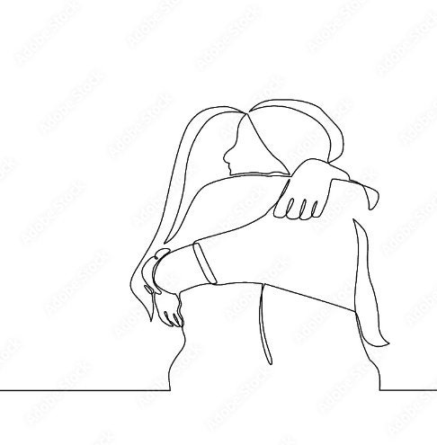 Continuous Line Drawing of Two People Hugging Each Other - Etsy