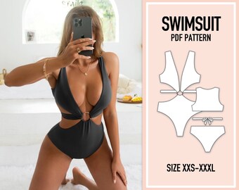 Swimsuit pattern PDF. Sewing pattern. Patterns for women. Bikini pattern PDF. Swimsuit sewing pattern. Swimwear pattern. Women swimsuit.