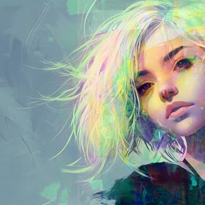 Digital Art Print | Neon Dream Girl | Futuristic Portrait Wall Art