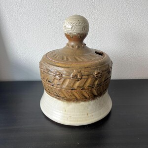 Vintage Stoneware Soup Tureen // Ornate Design & Textured Surface // 1970s Studio Pottery