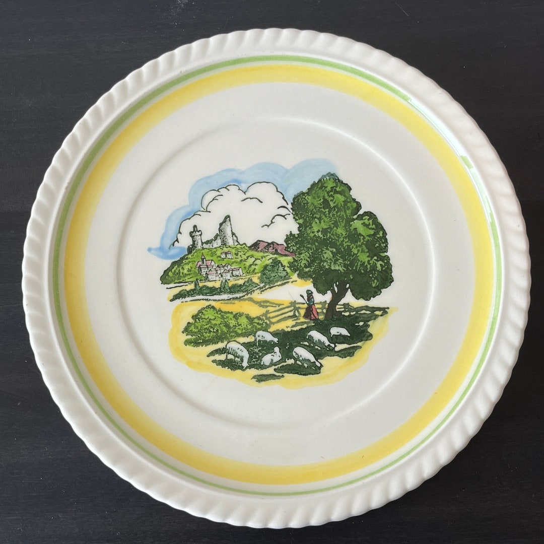 Vintage french Provincial Decorative Dinner Plate // Herman C. Kupper