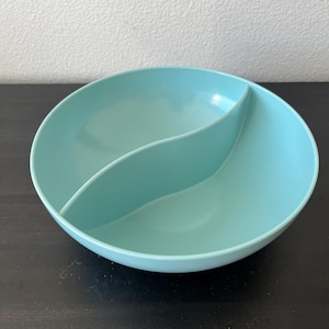 Stetson Melamine Divided Serving Bowl // Turquoise Blue Melmac Dish