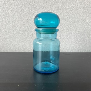 Midcentury Blue Apothecary Jar // Made in Belgium // 5.5" Tall