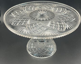 Antique EAPG Pedestal Cake Stand // Tarentum Virginia Pattern // 9" Diameter