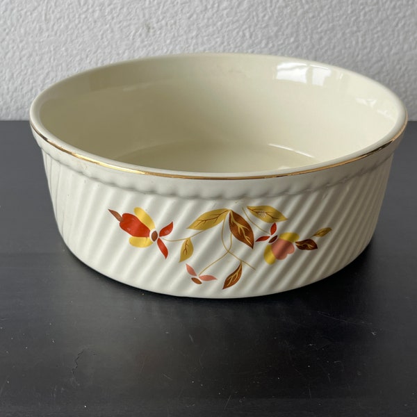 Hall Autumn Leaf French Baker Souffle Dish // 7" Round // Vintage