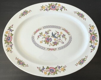Fuente grande para servir Aynsley Capistrano con diseño floral, de porcelana inglesa, 40 cm (15,75 pulgadas).