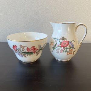 Wedgwood SANDON Creamer & Sugar // Bone China // Open Bowl // Vintage 1950s