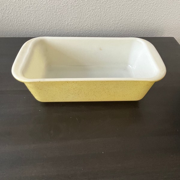 Pyrex 213 Desert Dawn Loaf Pan // Speckled Yellow // 1.5 Qt Ovenware // Made in USA