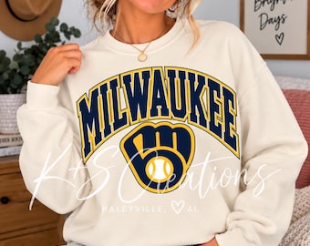 Milwaukee Brewers Sweatshirt Retro Brewers Baseball Crewneck | Milwaukee Game Day Sweatshirt | Gildan Baseball Fan Pullover (made to order)