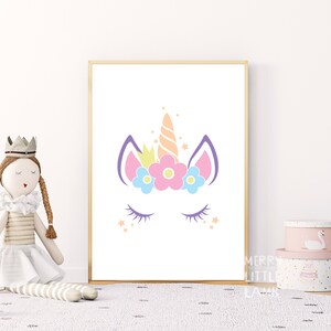 Printable Unicorn Art, Girls Room Decor, Unicorn Prints, Baby Girl Nursery Prints, Nursery Decor, Colourful Unicorn, Flower