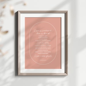 1 Corinthians 13:4-8 Love Is Patient Love Is Kind 2, Modern Minimalist Scripture Bible Verse Wall Art, Christian Home Wall Decor Printable