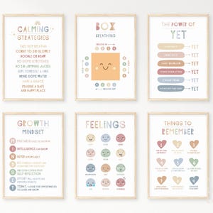 6 Calming Corner Classroom 4, Boho Calm Down Printable Decor Wall Art, Social Emotional Self Regulation Poster, Sign Feelings Bundle Print