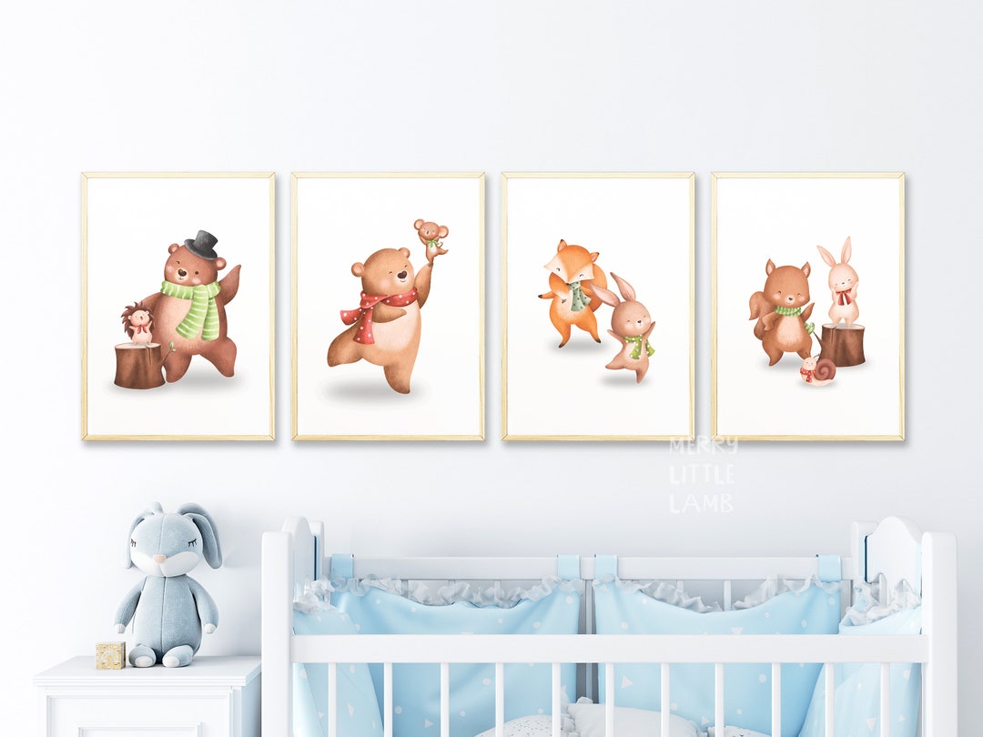 Woodland Nursery Art Prints Set of 4 Woodland Nursery Decor - Etsy