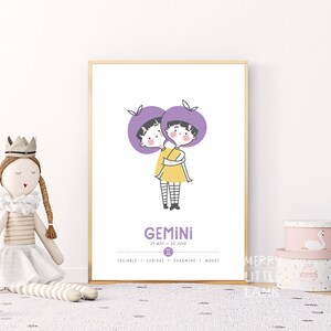 Kids GEMINI Zodiac Sign Printable Wall Art, Horoscope Constellation Poster, Nursery Print, New Born Wall Art, Kids Wall Art, Nursery Decor