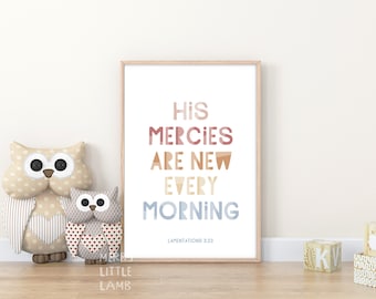Lamentations 3:23 His Mercies Are New Every Morning, Modern Minimalist Scripture Bible Verse Wall Art, Christian Home Wall Decor Printable
